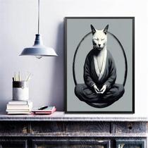 Quadro Decorativo Gato Fendo Yoga 33X24Cm - Com Vidro