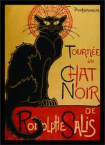 Quadro Decorativo Gato Le Chat Noir Decoração Com Moldura