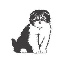 Quadro Decorativo Gato Peludo Observando 30Cm Mdf Preto 3Mm