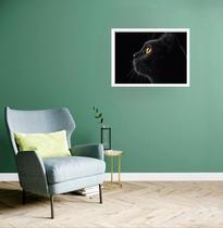 Quadro Decorativo Gato Preto Olhar - 50X70Cm