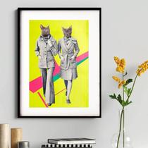 Quadro Decorativo Gatos Fashion - 60X48Cm