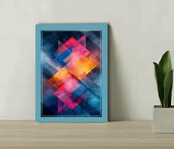 Quadro Decorativo Geo Vibrante + Vidro 33x25 Escritório Sala Quadro Decorativo Geo Vibrante + Vidro 33x25 Escritório Sala