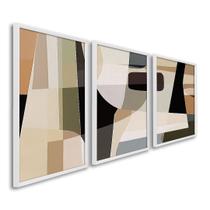 Quadro Decorativo Geométrico Abstrato com 3 Telas 50x75 e 60x90 de Parede para Sala Quarto Escritório