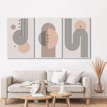 Quadro Decorativo Geométrico Abstrato com 3 Telas de Parede para Sala Quarto Escritório