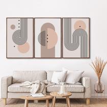 Quadro Decorativo Geométrico Abstrato com 3 Telas de Parede para Sala Quarto Escritório