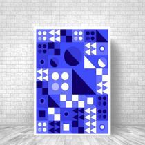 Quadro Decorativo Geométrico Azul e Branco III 45x34cm