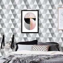 Quadro Decorativo Geométrico Círculos Preto, Cinza e Rosa 45x34cm