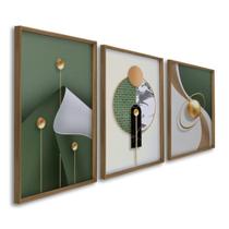 Quadro Decorativo Geométrico Formas Abstratas 3 Telas 60x90 para Sala Quarto Escritório