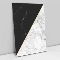 Quadro Decorativo Geométrico Mármore Branco e Preto em tela Canvas Quadro Decorativo Geométrico Mármore Branco e Preto em tela Canvas