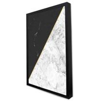 Quadro Decorativo Geométrico Mármore Preto e Branco em Moldura Caixa Quadro Decorativo Geométrico Mármore Preto e Branco em Moldura Caixa