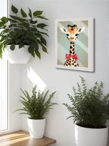 Quadro Decorativo Girafa Baby C/ Laço Sala Quarto + Vidro A4 Quadro Decorativo Girafa Baby C/ Laço Sala Quarto + Vidro A4