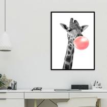 Quadro Decorativo Girafa Com Chiclete 45X34Cm - Com Vidro