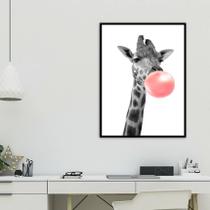Quadro Decorativo Girafa Com Chiclete 45x34cm - com vidro