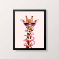 Quadro Decorativo Girafa Com Óculos 33x24cm - com vidro Quadro Decorativo Girafa Com Óculos 33x24cm - com vidro