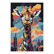 Quadro Decorativo Girafa Cores Moldura Cx Alta 40x60 Quadro Decorativo Girafa Cores Moldura Cx Alta 40x60