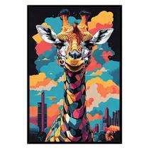 Quadro Decorativo Girafa Cores Moldura Cx Alta 40x60 Titulo Moldura Preta