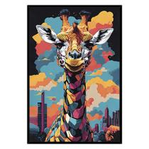 Quadro Decorativo Girafa Cores Moldura CxAlta 100x66 Quadro Decorativo Girafa Cores Moldura CxAlta 100x66