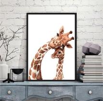 Quadro Decorativo Girafa Mãe 33x24cm - com vidro