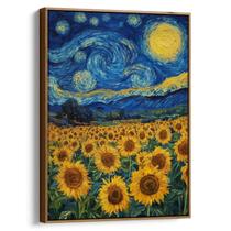 Quadro decorativo Girassol em Noite de Luz Estrelada - Art Canvas