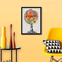 Quadro Decorativo Globo Flores 45x34cm Quadro Decorativo Globo Flores 45x34cm