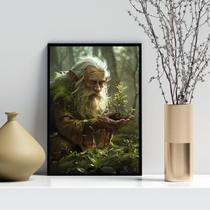 Quadro Decorativo Gnomo Druída 24X18Cm - Com Vidro