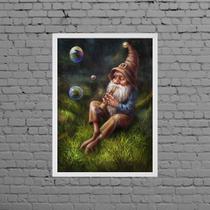 Quadro Decorativo Gnomo Floresta 24x18cm