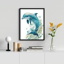 Quadro Decorativo Golfinho Aquarela 33x24cm