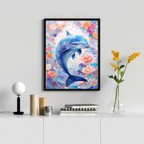 Quadro Decorativo Golfinho Floral 45x34cm Quadro Decorativo Golfinho Floral 45x34cm