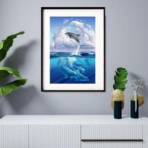 Quadro Decorativo Golfinhos Céu ul - 60X48Cm