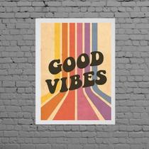 Quadro Decorativo Good Vibes Retrô 33X24Cm - Com Vidro