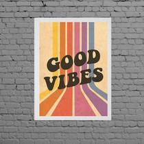 Quadro Decorativo Good Vibes Retrô 33x24cm - com vidro