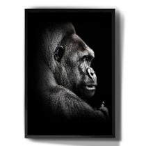Quadro Decorativo Gorila Animais Fundo Preto Tumblr