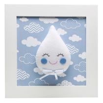 Quadro Decorativo Gota Com Carinha Azul Quarto Bebê Infantil Menino