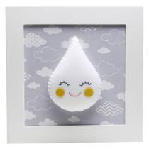 Quadro Decorativo Gota Com Carinha Cinza Quarto Bebê Infantil Menina Menino