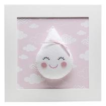 Quadro Decorativo Gota Com Carinha Rosa Quarto Bebê Infantil Menina
