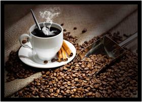 Quadro Decorativo Gourmet Café Xícara Padarias Cafeterias Confeitarias Comércio Com Moldura RC017