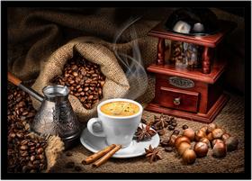 Quadro Decorativo Gourmet Café Xícara Padarias Cafeterias Confeitarias Comércio Com Moldura RC021