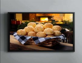 Quadro Decorativo Gourmet Padarias Pão De Queijo Canvas Moldura Filete
