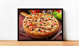 Quadro Decorativo Gourmet Pizza Pizzarias Lanchonetes Padarias Cozinha Com Moldura RC040
