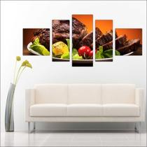 Quadro Decorativo Gourmet Restaurantes Carne Churrasco 5 Peças TT4