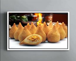 Quadro Decorativo Gourmet Salgados Coxinha Canvas Moldura Filete