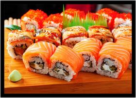 Quadro Decorativo Gourmet Sushi Bar Delivery Restaurantes Comércio Com Moldura RC56