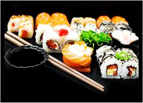Quadro Decorativo Gourmet Sushi Bar Delivery Restaurantes Comércio Com Moldura RC57