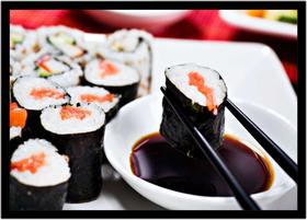 Quadro Decorativo Gourmet Sushi Bar Delivery Restaurantes Comércio Com Moldura RC61