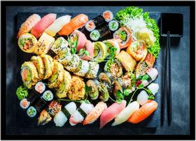 Quadro Decorativo Gourmet Sushi Bar Delivery Restaurantes Comércio Com Moldura RC62