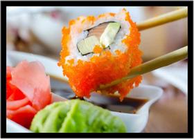 Quadro Decorativo Gourmet Sushi Bar Delivery Restaurantes Comércio Com Moldura RC64