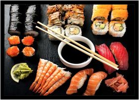 Quadro Decorativo Gourmet Sushi Bar Delivery Restaurantes Comércio Com Moldura RC67