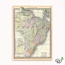 Quadro Decorativo GRANDE A3 43x32cm Mapa Brasil - Woodecora