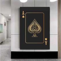 Quadro Decorativo Grande Conceitual Golden Ace of Spades - 120x60cm