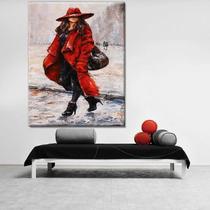 Quadro Decorativo Grande Contemporâneo Conceitual Red Overcoat - 120x60cm - Tendenci